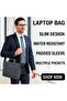Zunwei 15.6" Gray PU Leather Laptop Bag for Men – Waterproof Business Messenger Briefcase - 4