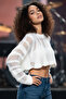Puffy Mesh Knit Wool Knitted See-Through Mini Short Navel Exposed Bolero Style Combination Sweater Crop - 5