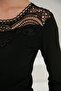 Camisole Black Blouse with Lace Detail on the Collar - 6