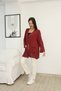 Women's Burgundy Button Closure Long Cardigan with Bag Pockets, Vintage Casual Cotton Knitwear - 5