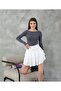 Soft Textured Modal Fabric Anthracite Boat Neck Long Sleeve Bodysuit - 2