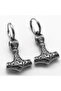 Nordic Motif Thor Mjollnir Ring-Pierced 316L Stainless & Non-Tarnish Steel Earrings Pair - 5
