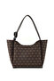 Monogram Printed Brown Shk240 Faux Leather Zippered Single Compartment Hand, Arm and Shoulder Bell with Scarf Gift - 3