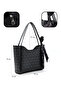 Monogram Printed Black Shk240 Faux Leather Zippered Single Compartment Handbag, Arm Bag and Shoulder Bag with Scarf Gift - 4
