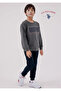 Boy's Printed Detailed Cotton Anthracite Tracksuit Set L1.Usp.220.9.001 - 3