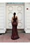 Trend Velvet Slit Bearded Sequin Dress Red 583150 - 2