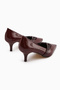 Riyam Burgundy Crocodile Patterned Women's Stiletto Shoes - 5