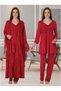Women's Fuchsia Design Princess Sleeve Cotton Maternity Pajama Set 3-Piece Set