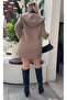 Women's Plus Size Hooded Button Detailed Pocket Lamb Coat Jacket 25031 - 8