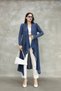 Women's Navy Blue Unlined Distressed Detailed Loose Cotton Knitwear Long Cardigan Cap