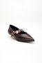 Women's Short Heeled Shoes Brown Patent Leather with Beret Tiny Heel - 4