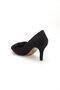 Plus Size Women's Stiletto Thin Heel Shoes Black Satin Bowknot - 5