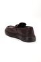 Genuine Leather Men's Casual Shoes Brown Belted College Model Flat Sole - 4