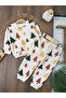 3-Thread Cotton Pine Printed Winter Unisex Baby Set with Snap Fasteners on the Shoulders