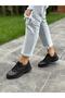 Black Leather Orthopedic Women's Casual Shoes - 2