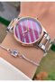 Women's Wristwatch -Steel Case -Steel Band- Burgundy Dial- Original-With Gift Bracelet - 6