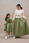 Khaki Green Balloon Skirt and Girl's Dress Mother-Daughter Combination (Sold as a Single Item) - 6