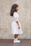 Girl's White Seersucker Watermelon Sleeve Flared Dress - 5