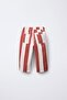 Boy's Cotton Orange Ecru Striped Canvas Trousers - 2
