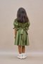 Girl's Khaki Green Poplin Flared Dress - 3