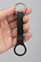 Functional Keychain That Can Be Attached to Belt and Bag, Leather and Smoked Metal Design