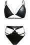 Sexy Lingerie Set Leather Bra and Panty Set Two Piece Ladies Underwear Naughty Play Sexy Cha - 2