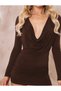 Diving Fabric Front Draped Low-Cut Short Dress - 3
