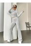 Half Turtleneck and High Waist Ribbed Ribbed Sports Casual Bottom Top Ribbed Two-Piece Suit Black - 3
