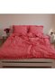 Makiteks 100% Cotton Ruffled Fuchsia 200X220+2*(50X70) Double Duvet Cover and Pillowcase Set
