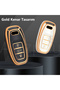 Audi Compatible A1, A3, A4, A5, A6, A7, A8, Q3, Q5, Q7, S4, S5, S6, S7, S8, R8, Tt Gold Edge Tpu Key Case Cover (Black) - 4
