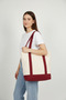 Canvas Tote Bag Burgundy Gusseted Shoulder Bag 320 Gr Front Pocket 100% Cotton 40X35X12 cm - 4