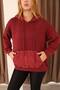 Women's Burgundy Hooded Detail Kangaroo Pocket Distressed Loose Cotton Knitwear Sweater