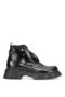 D25Kb-1620 Women's Genuine Patent Leather Heeled Boots Black