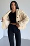 Plush Leather Buckled Wide Collar Coat Ks2502 - 3