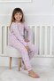 Girl's Lilac Floral Patterned 100% Cotton Ribbed Interlock Pajama Set 3-8 Years Old - 4