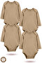 100% Cotton Long Sleeve Baby Bodysuit Snap Fastener Bodysuit Set of 4