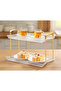 2 Tier Rectangular Serving Tray with Gold Handles, Cake Stand for Food, Desserts Table Display - 3