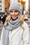 Women's Mohair Wool 2-Piece Scarf Beanie Set Thick Ribbed Knitwear Winter Set - 3