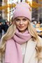Women's Mohair Wool 2-Piece Scarf Beanie Set Thick Ribbed Knitwear Winter Set