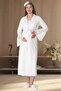 Women's Ecru Shawl Collar Lace Embroidered Special Design Maternity Pajamas Nightgown Dressing Gown Set 4-Piece Set - 3