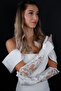 Satin and Lace Detailed Bridal Wedding Gloves - 2