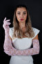 Elegant Ruched Elbow Length Long Evening Gloves Engagement Henna Wedding Nikah Accessory - 2