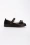Sparkly Bow Non-Slip Sole Matte Black Children's Ballerinas - 8