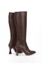Pointed Toe Long Knee-High Boots Black 9cm Heel - 4