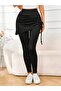 Women's High Waist Side Gathered Bottom Long Camisole Leggings Skirt - 3
