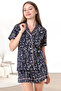 Women's Pajama Set with Button Cotton Shorts