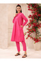 Bandhani Printed Mandarin Collar Pure Cotton A line Co-Ord Set - 3
