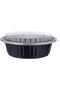 Disposable Microwaveable Rectangular Black Base, Meal Prep Container 16 ounce with Clear Lid - 2
