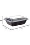 Disposable Microwaveable Rectangular Black Base, Meal Prep Container with Clear Lid. (5, Bla - 6