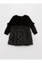 Lcw Baby Black Crew Neck Long Sleeve Velvet Baby Girl Dress - 2